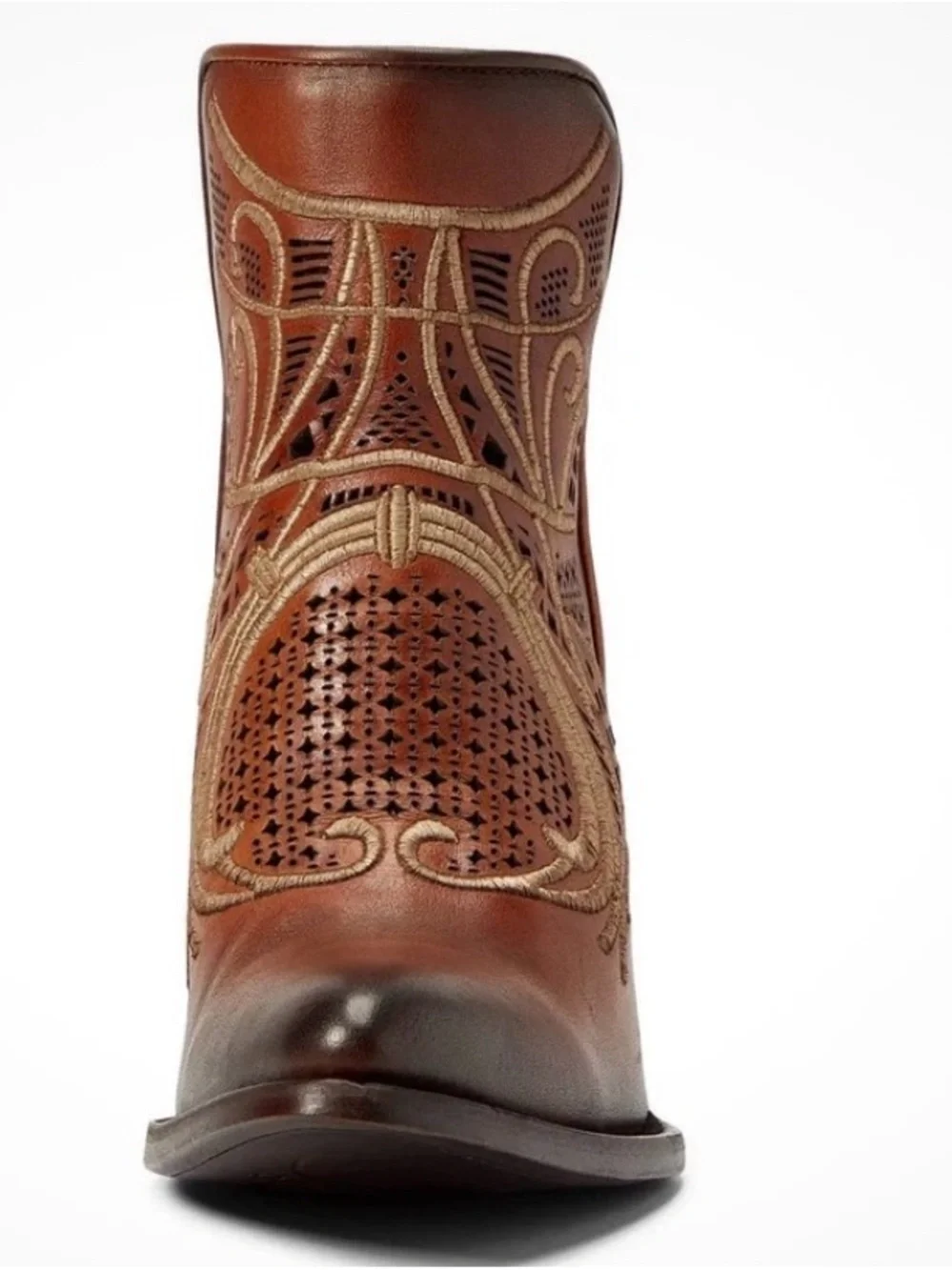 Cuadra Embroidered Bovine Leather Ankle Bootie, Women Sz 40, US Sz 10,
